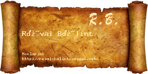 Révai Bálint névjegykártya